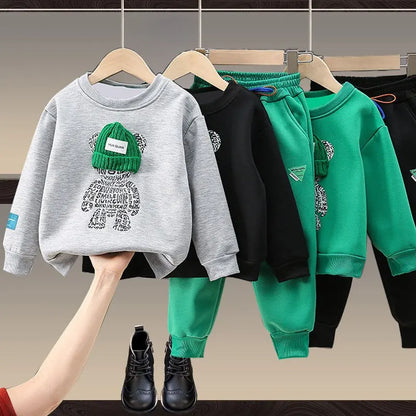 Boys' Cartoon Bear Sweater Set