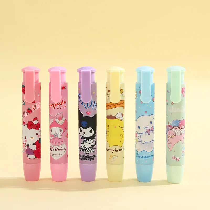 Cartoon Press Erasers 12-24pcs Hello Kitty Kuromi