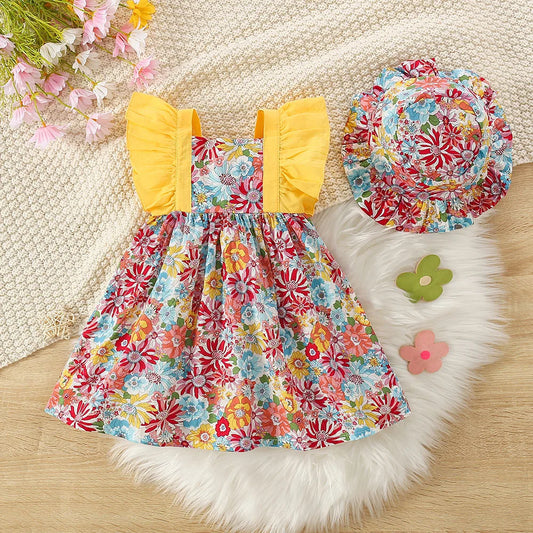 Vêtements sans manches à imprimé floral pour bébé fille