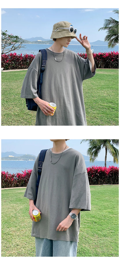 Men's Oversized Short Seleve Y2K Casual Cotton Tees