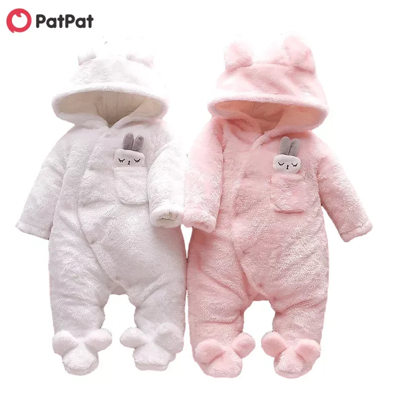 Cozy Rabbit Hooded Footie Jumpsuit for Winter