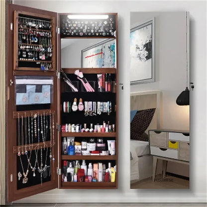 White Vanity Mirror Jewelry Cabinet