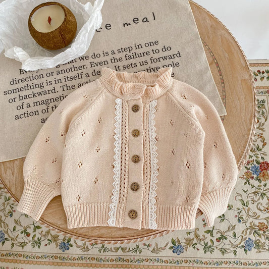 Cardigan en dentelle d'automne pour bébé fille