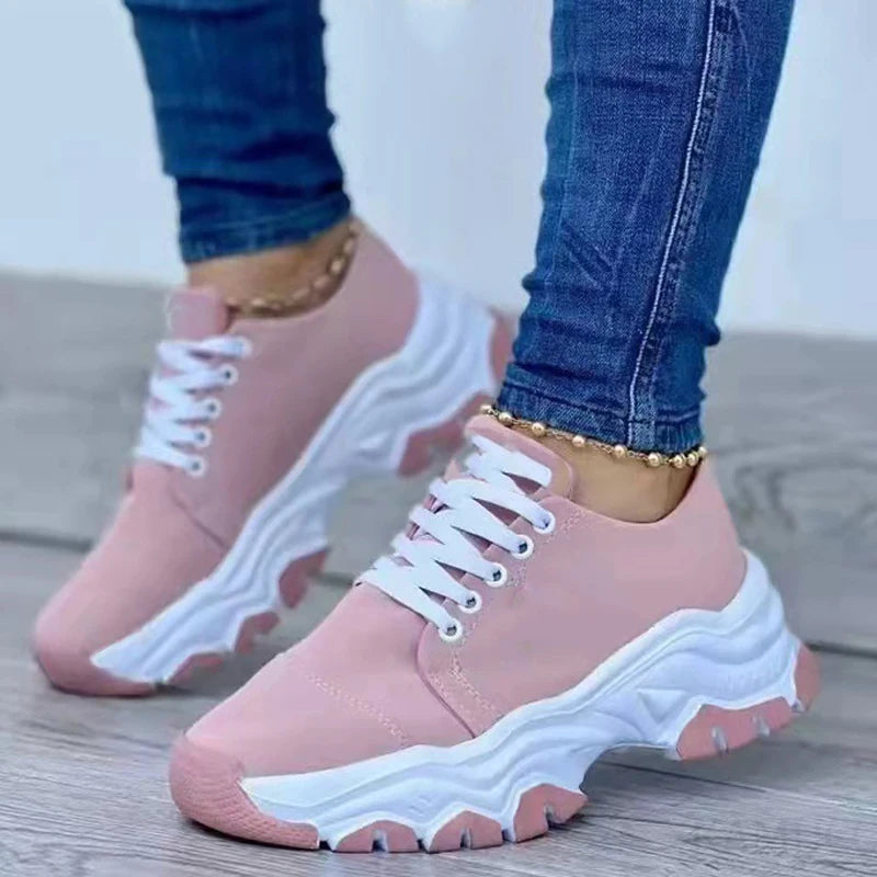 Women Pattern Casual Flat Lace-Up Sneakers