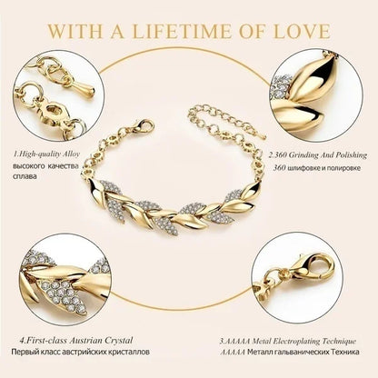 Bracelet en cristal feuille d'or pour femme
