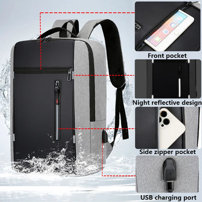 Wasserdichter USB-Laptop-Rucksack für Herren – 15,6 Zoll großes Fassungsvermögen