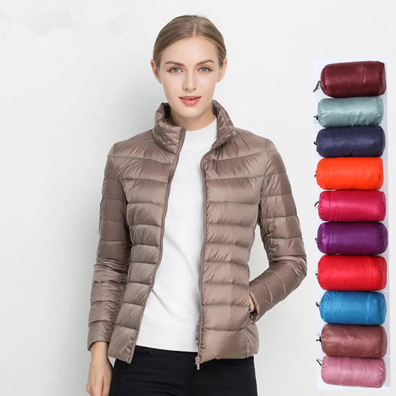 Women's Lightweight Spring Puffer Jacket - Slim Fit