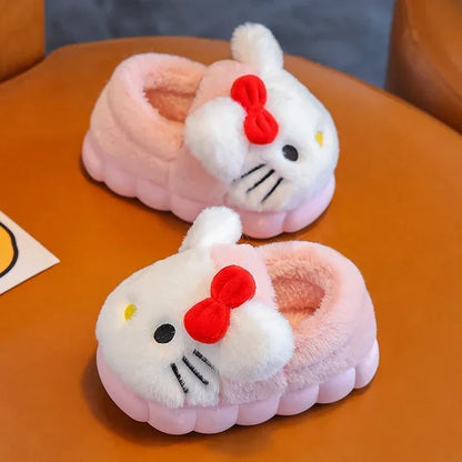 Cartoon Fluffy Kids' Non-Slip Warm Winter Slippers