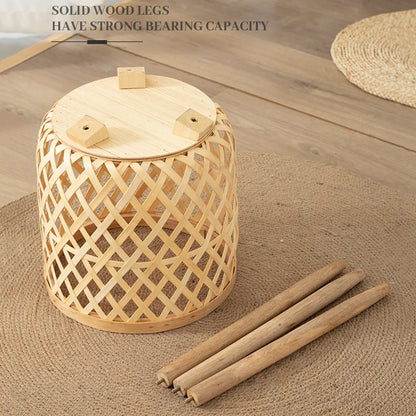 Bamboo Plant Stand with Handwoven Flower Pot