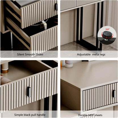 3-Color Dimming Mirror Vanity Desk