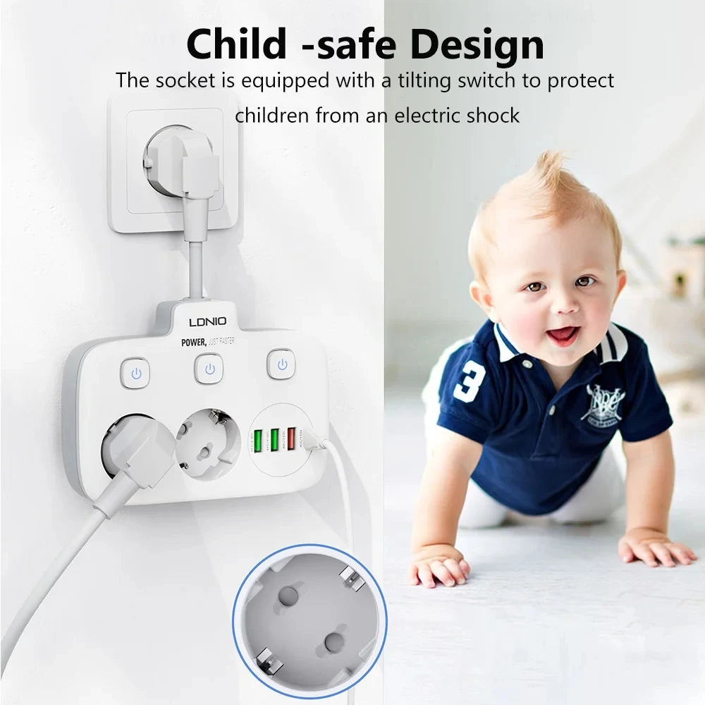 Intelligente Steckdosenleiste mit 3 AC-Anschlüssen, 3520 W