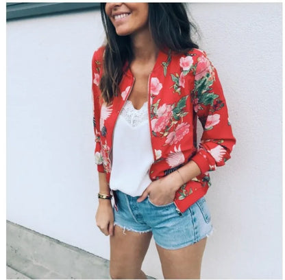Blouson aviateur à imprimé floral pour femme