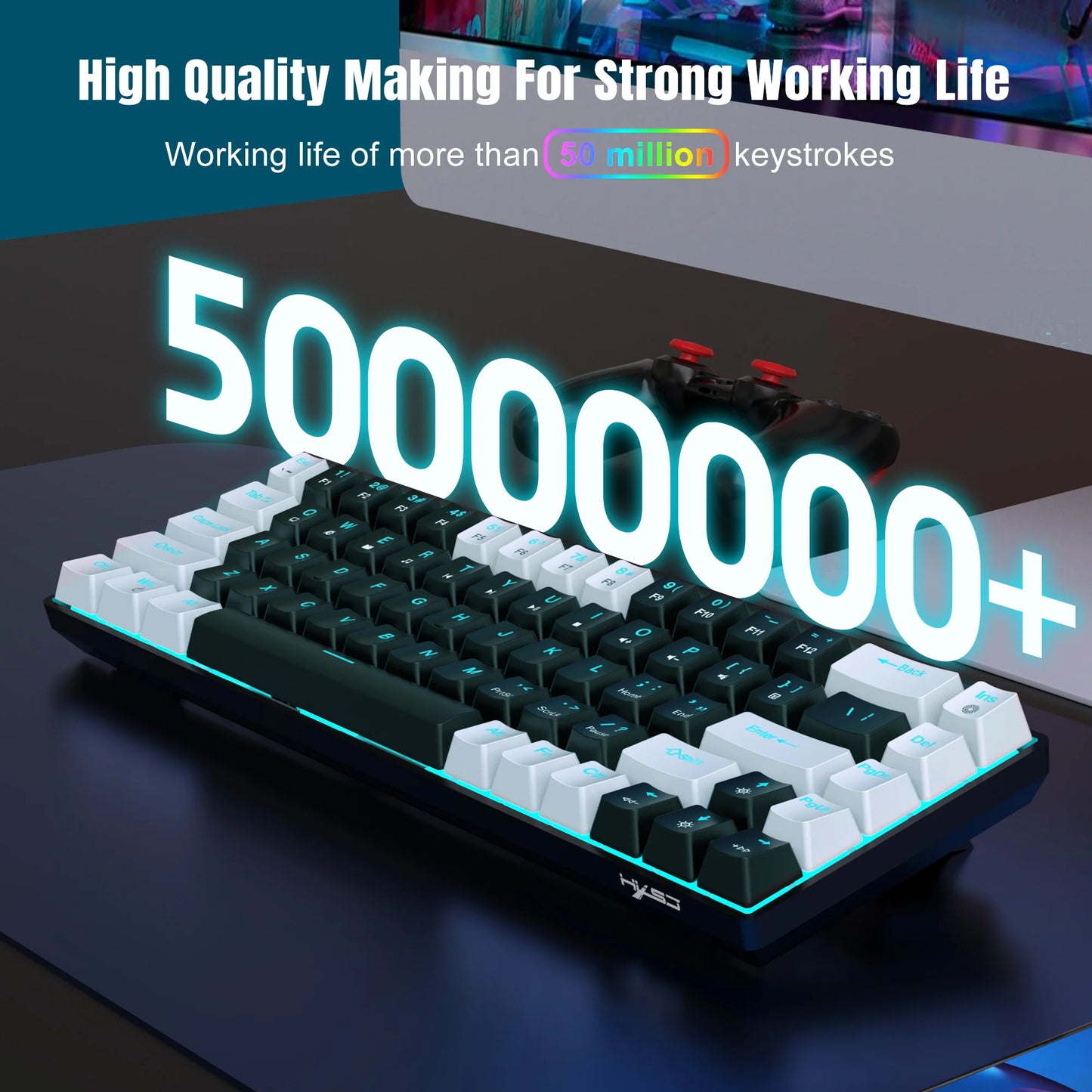 Ergonomic 68-Key Mechanical Gaming Keyboard with RGB Backlight