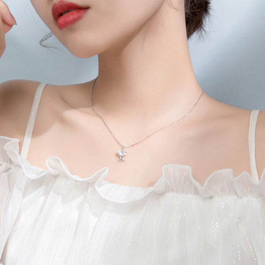 Pendentif élan rose en argent 925