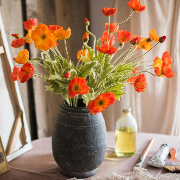 Poppy Silk Flowers - Long Stem for Home