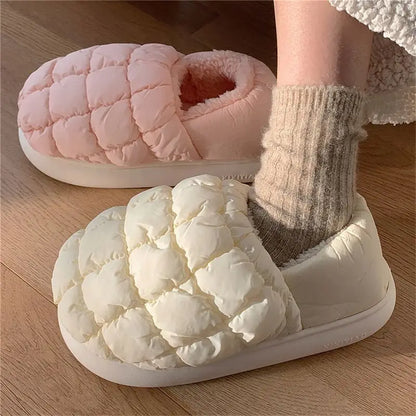 Winter Cotton Soft Thick sole Cover heel Non-slip Fluffy  Warm Cute slippers