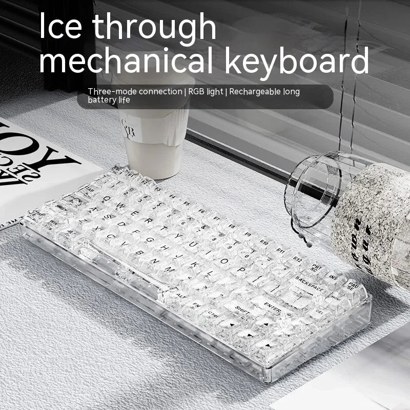 Kabellose mechanische Tastatur, Bluetooth, transparente Dichtung