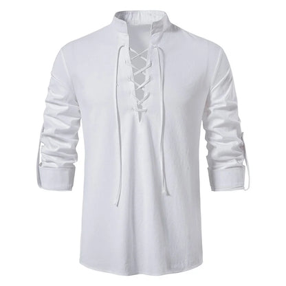 Cotton Linen Long Sleeve Casual Men's Vintage Shirt