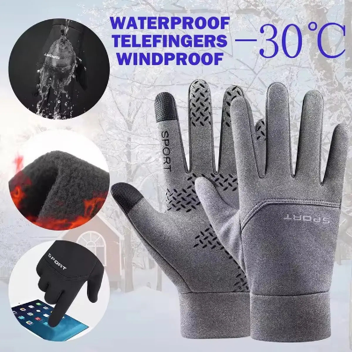 Warm Winter Biker Waterproof Gloves – Touchscreen