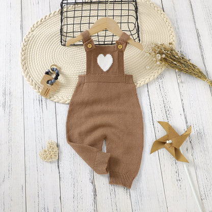 Heart-Shaped Sleeveless Knit Romper for Babies