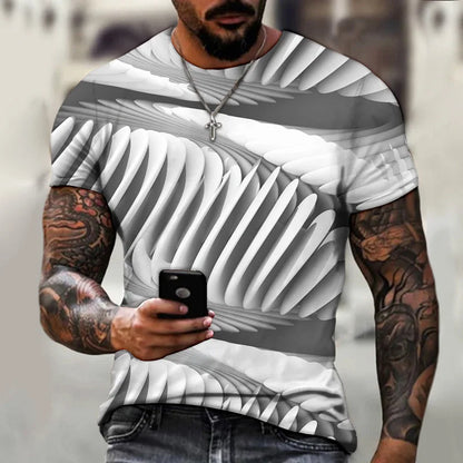 T-shirt surdimensionné à col rond Hip Hop 3D pour hommes