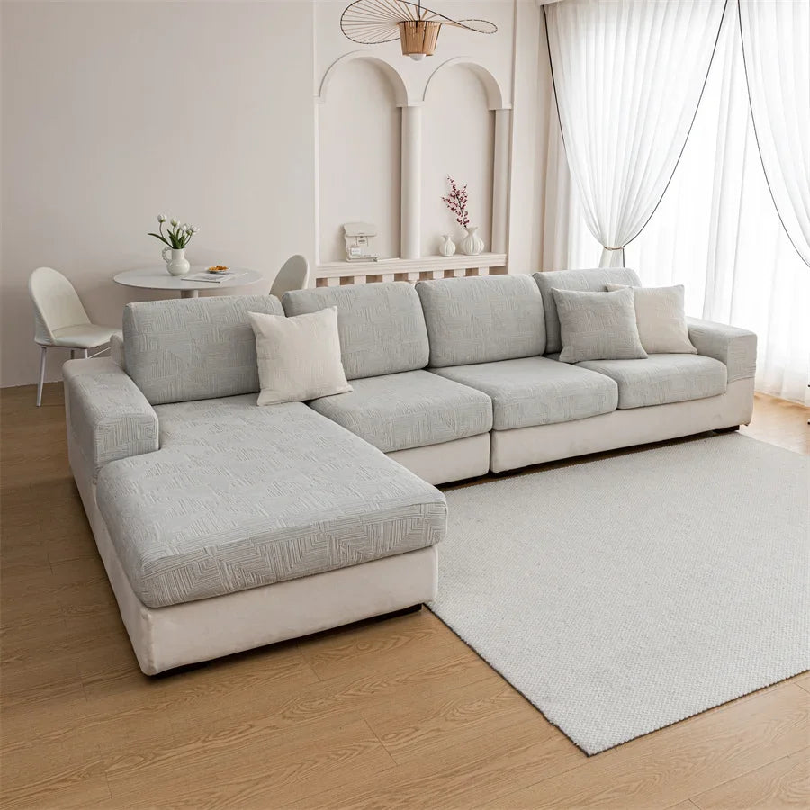 Canapé d'angle et fauteuil en L au design épais