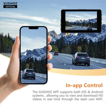 Caméra de tableau de bord avec caméra de stationnement DVR à double canal et vision nocturne, capteur G et WIFI