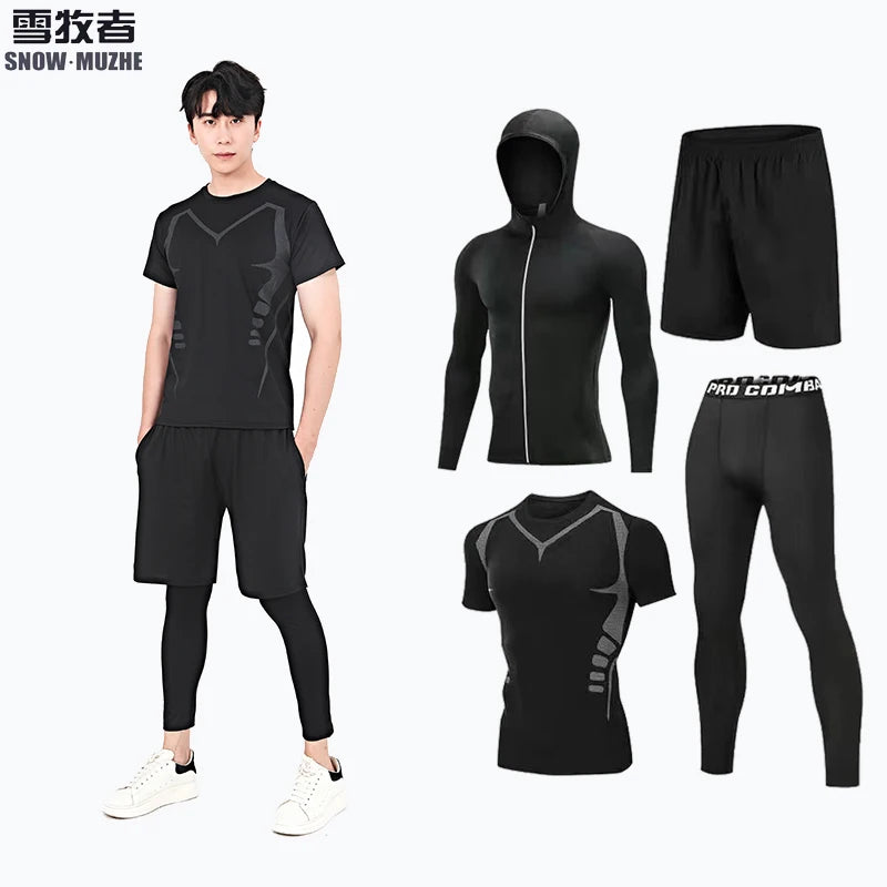 Men's Compression Running Set - Gym Fitness Tracksuit for Basketball, Jogging