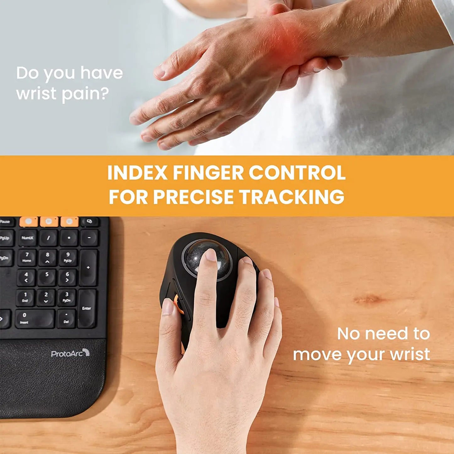 ProtoArc Wireless Index Finger Trackball Mouse