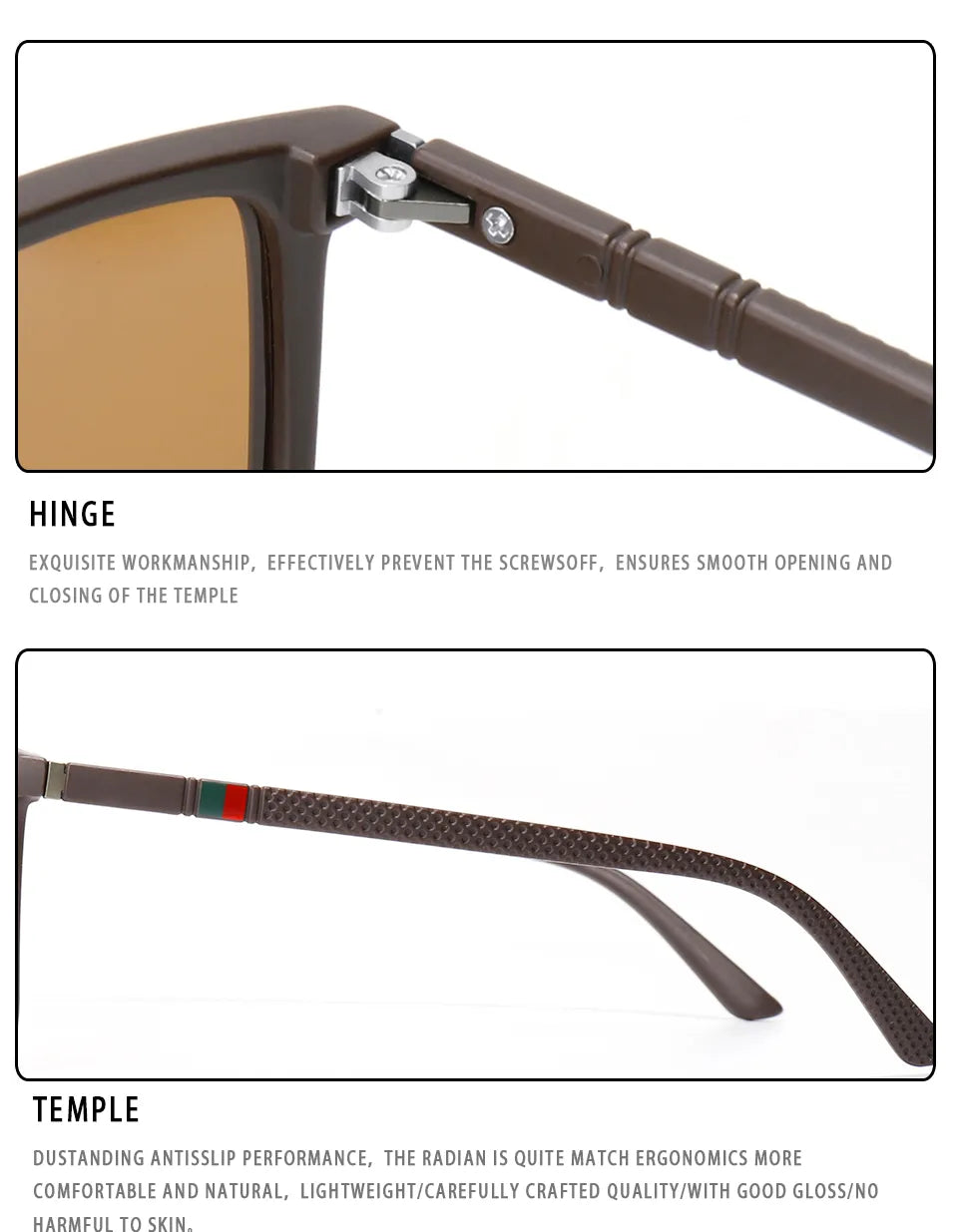 Quadratische Vintage-polarisierte Herrensonnenbrille