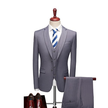 Men's 12 Color High Quality Cotton 3-Piece Suit