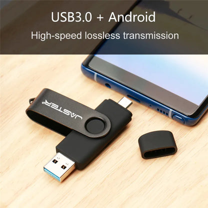 Clé USB 3.0 OTG 2-en-1 noire - Clé USB en plastique étanche
