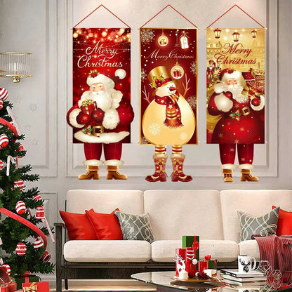 Santa Claus Hanging Flag Merry Christmas Decorations for Home