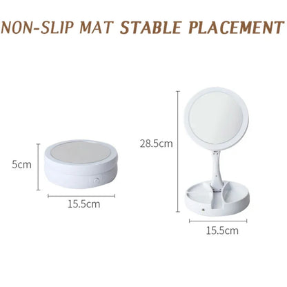 Miroir de courtoisie de maquillage à LED amovible