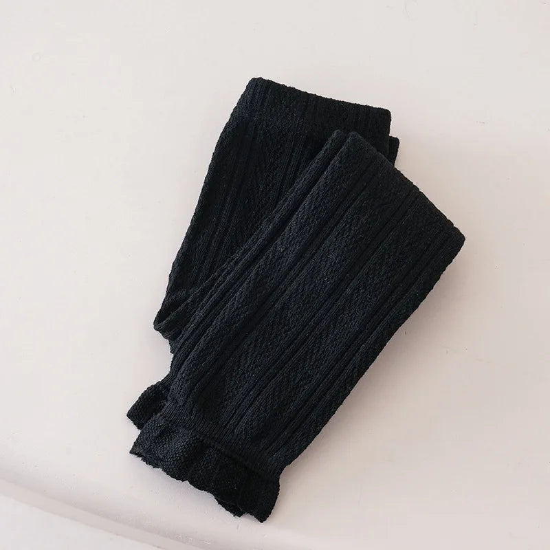 Leggings chauds en coton pour filles - Motif floral en dentelle 