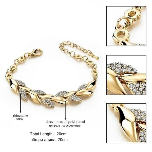 Bracelet en cristal feuille d'or pour femme
