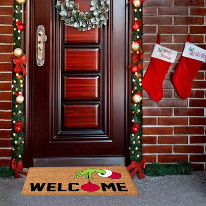 Welcome Christmas Doormat - Non-Slip Washable Entrance Rug