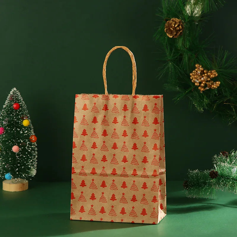 6 Stück Kraft-Weihnachtsgeschenktüten für festliche Verpackung