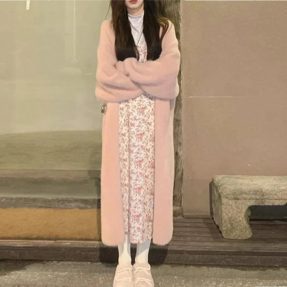 Cozy Winter White Long Cardigan Set