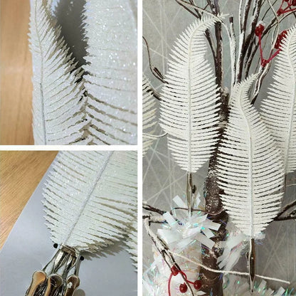 5pcs  Glitter Feather Leaves Clips