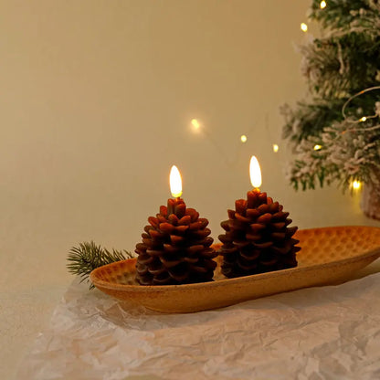 Battery-Operated Pineapple & Pine Cone LED Candle - Warm White