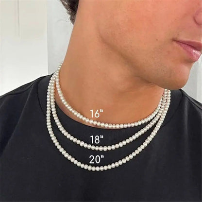 Collier ras du cou en chaîne de perles blanches