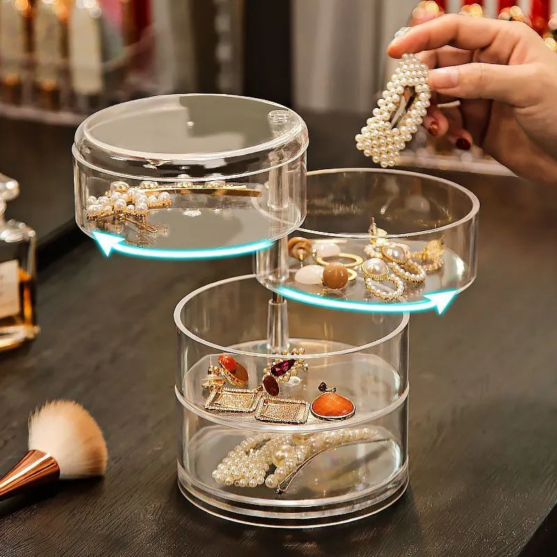 Boîte à bijoux transparente rotative à 360 degrés