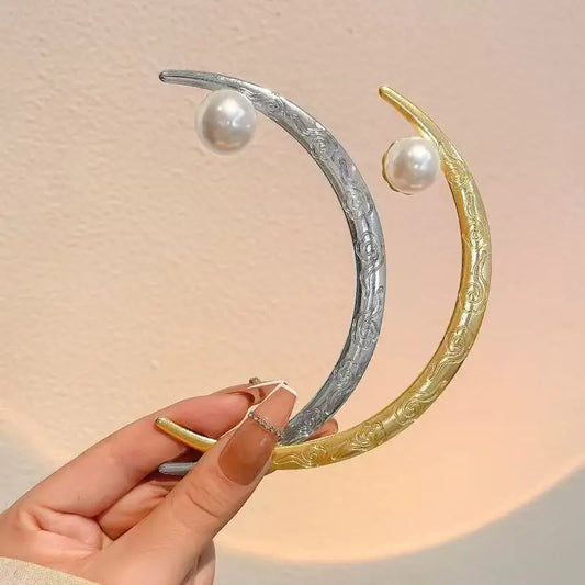 Épingle à cheveux demi-lune Silver Pearl