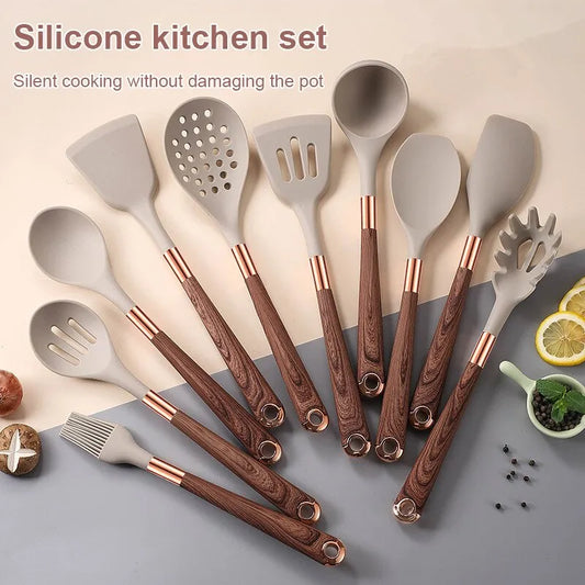 Apricot/Black Silicone Kitchenware Set