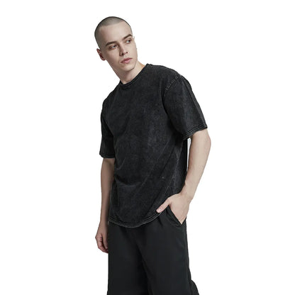 T-shirt hip hop en coton lavé à l'acide