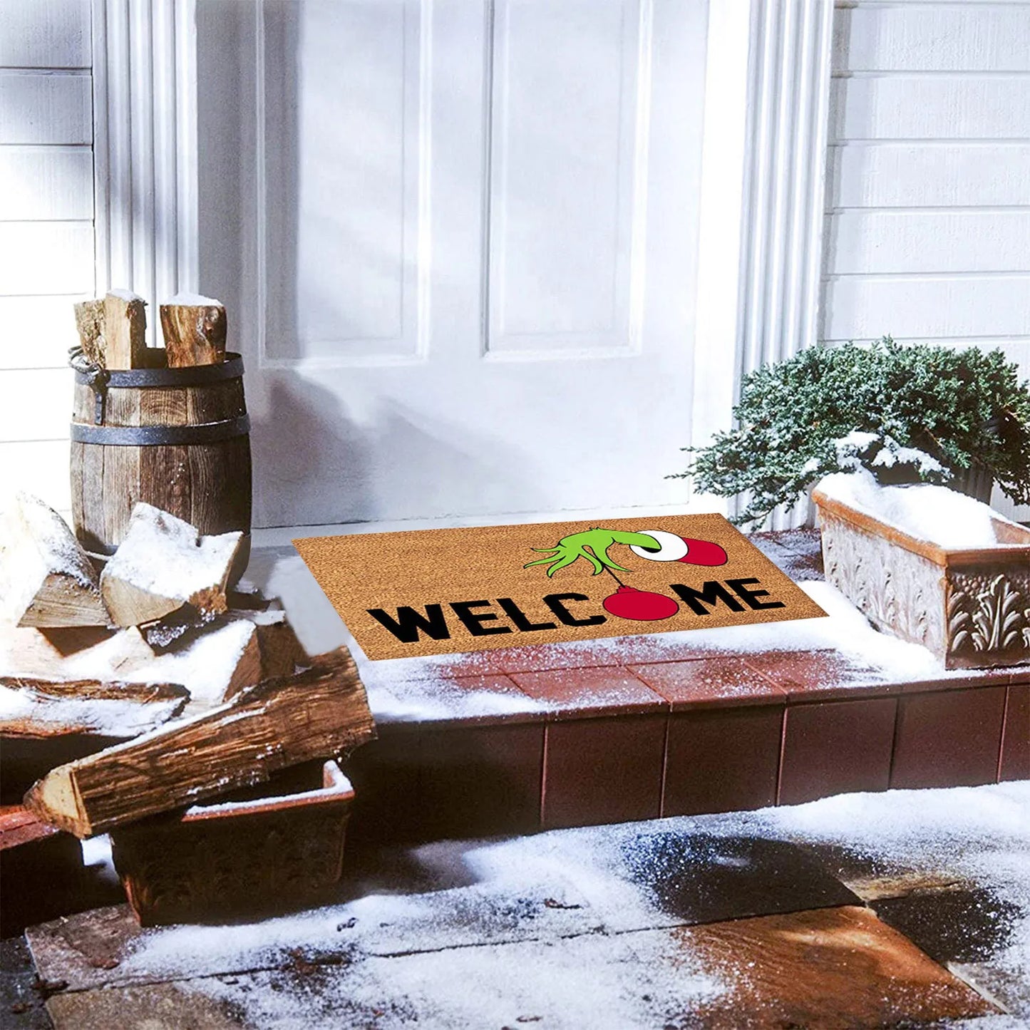 Welcome Christmas Doormat - Non-Slip Washable Entrance Rug