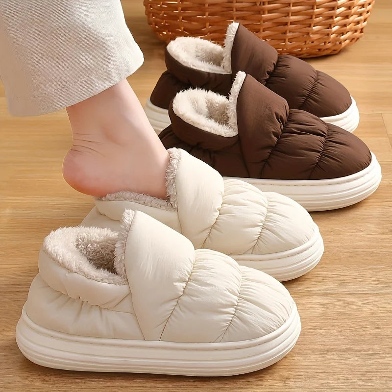Winter Cotton Soft Thick sole Cover heel Non-slip Fluffy  Warm Cute slippers