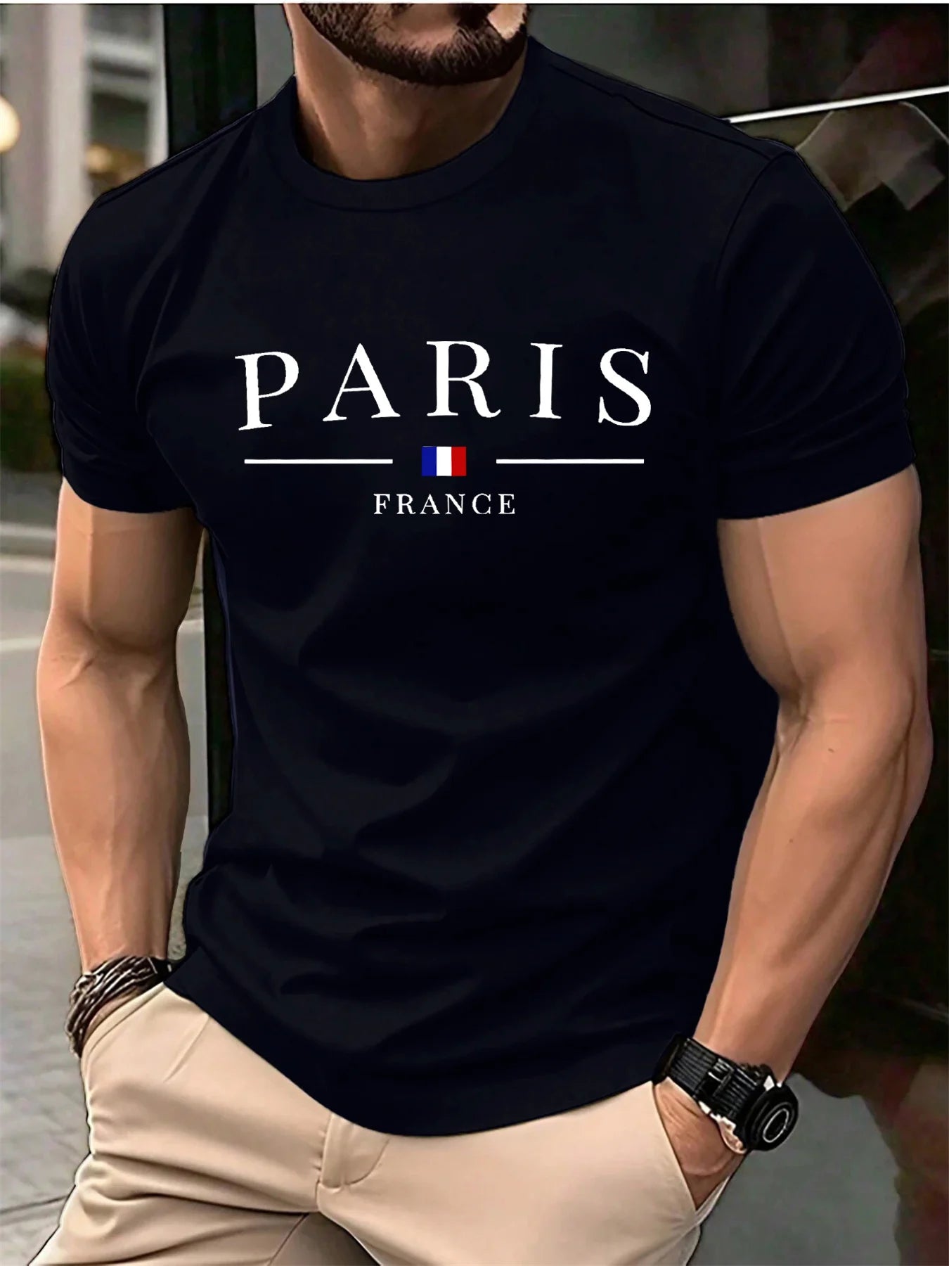 Men's Summer Short Sleeve Letter Print Pure Cotton T Shirt
