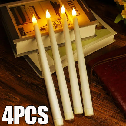 4/1PCS Long LED Flameless Candles - Battery-Powered Flickering